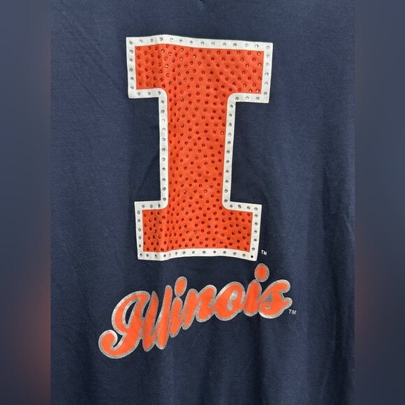 Campus heritage collection fighting Illini U of I women Vneck tee bling womens M - Picture 5 of 6